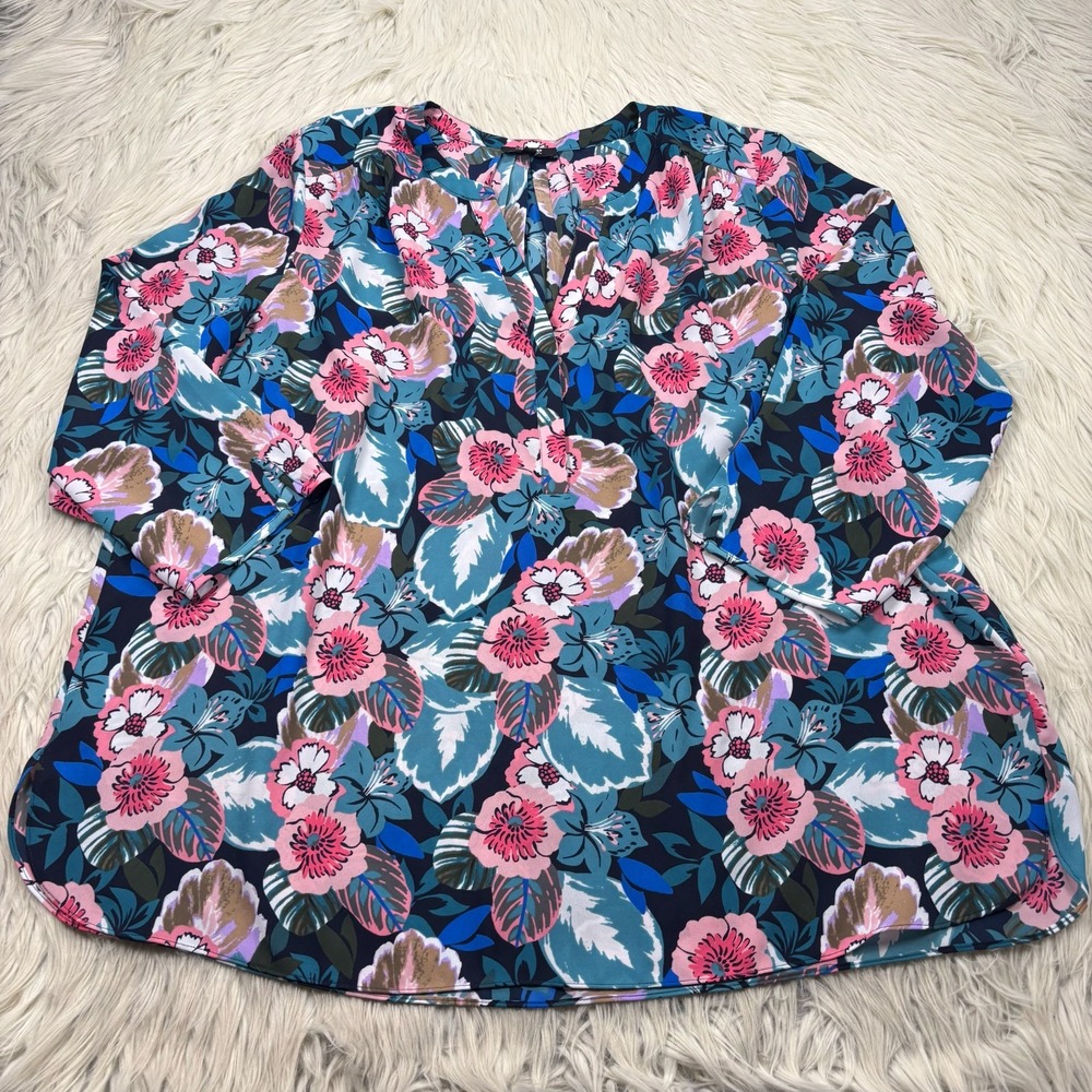 Cruves 360 by NYDJ Women's XL Floral Pop Over Blouse Top‎ Feminine Career